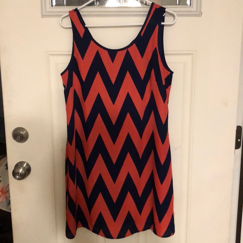 Chevron Print Flowy Sleeveless Dress